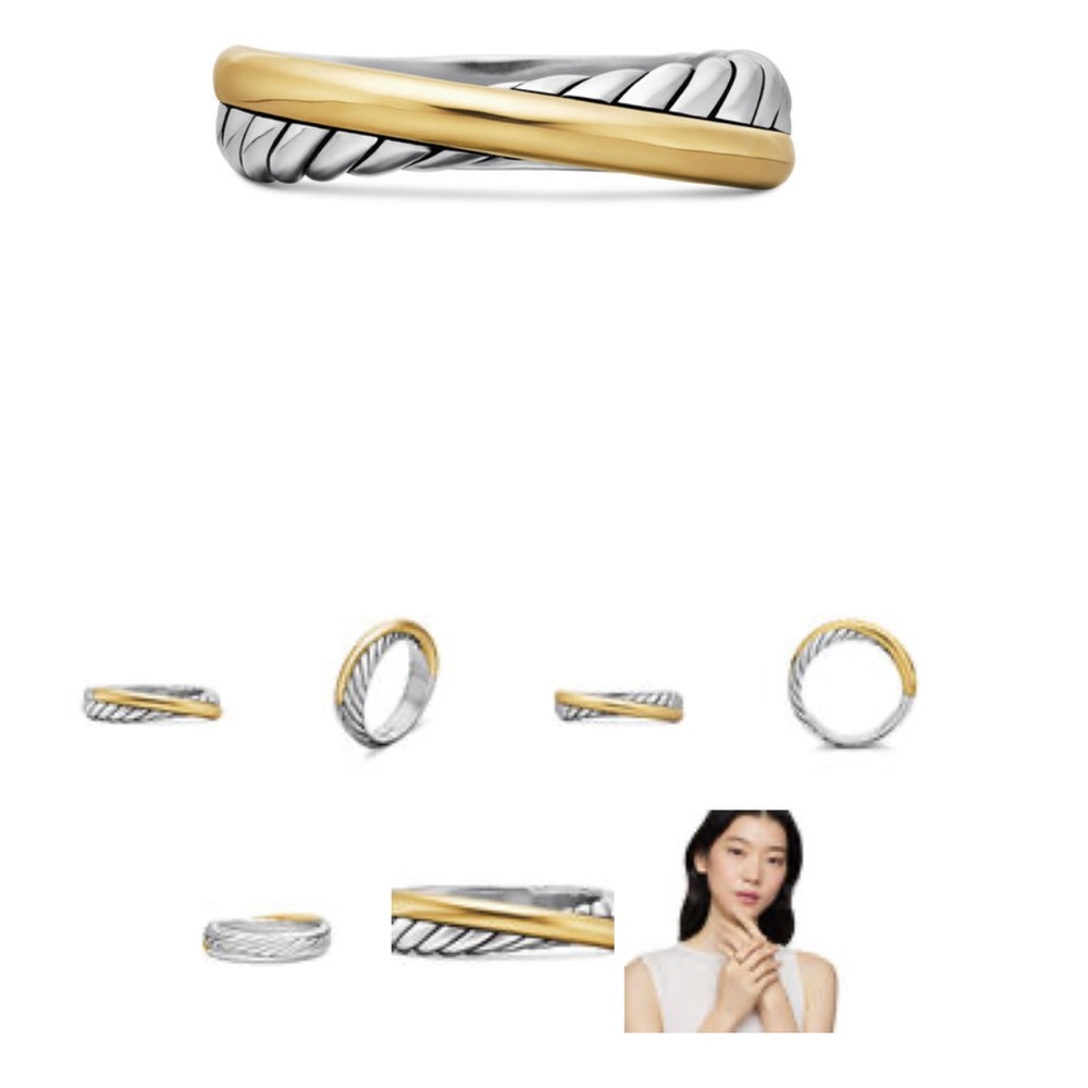 David Yurman Silver and Gold Crossover Ring